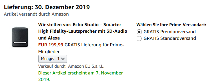 Echo Studio Verfügbarkeit