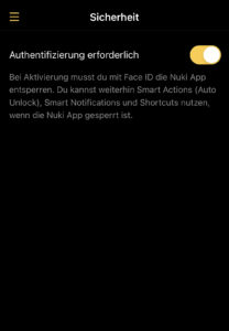 Nuki Sicherheitsoption