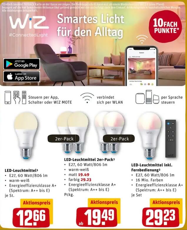 WiZ Leuchtmittel bei Rewe
