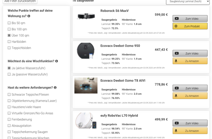 Saugroboter im Vergleich - Saugroboter Finder