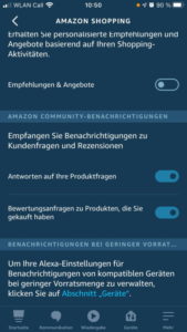 Einstellung: Bewertungsanfragen zulassen