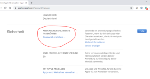 Apple Anwendungsspezifische Passwörter erstellen