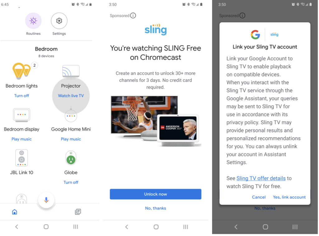 Google Home App Werbung