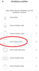 Meross App Schreibtischlampe 