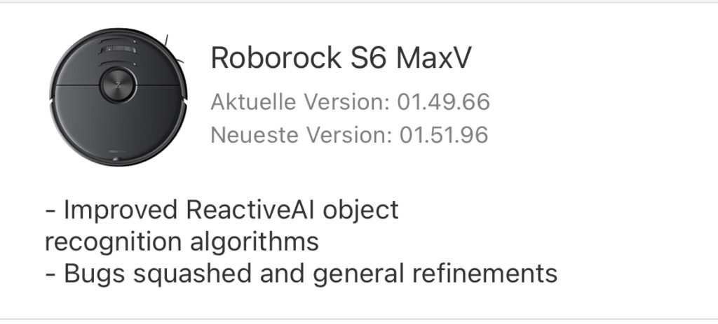 Roborock S6 MaxV Update