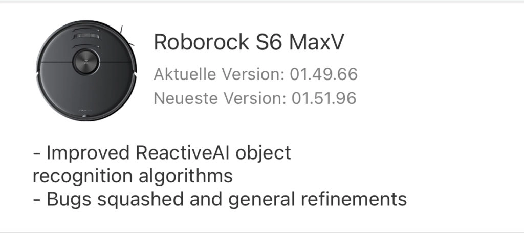 Roborock S6 MaxV Update