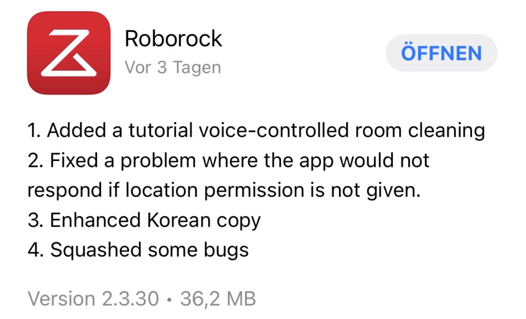 Roborock App Update