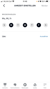 Routine an bestimmten Wochentagen starten