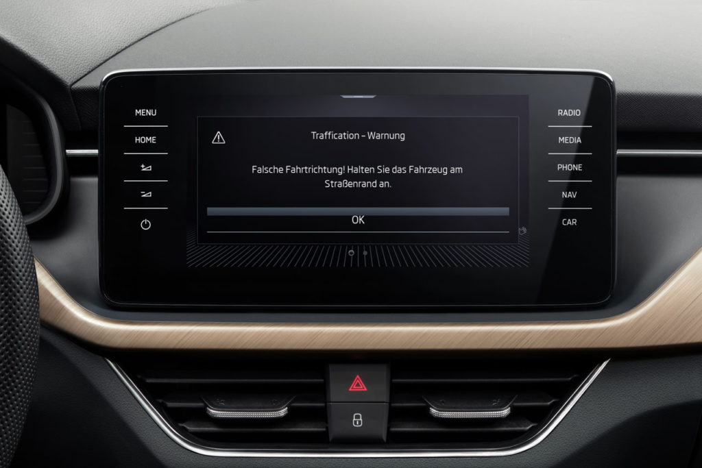 Falschfahrer Warnmeldung Skoda