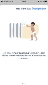 tado Kindersicherung App Hinweis 1