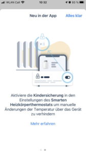 tado Kindersicherung App Hinweis 2
