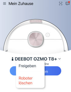 Ecovacs App neue Startseite