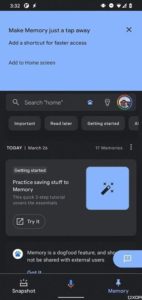 Google Assistant Memory Oberfläche Zum Homescreen hinzufügen