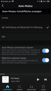 Amazon Music Auto-Modus Einstellungen