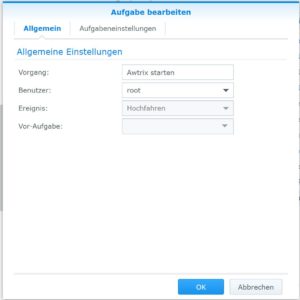 Aufgabenplaner Synology - Awtrix starten 2