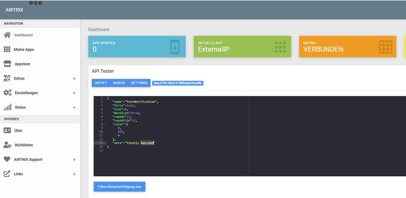 Screenshot Awtrix Host