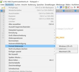 Notepad++ Unix Zeilenumbruch