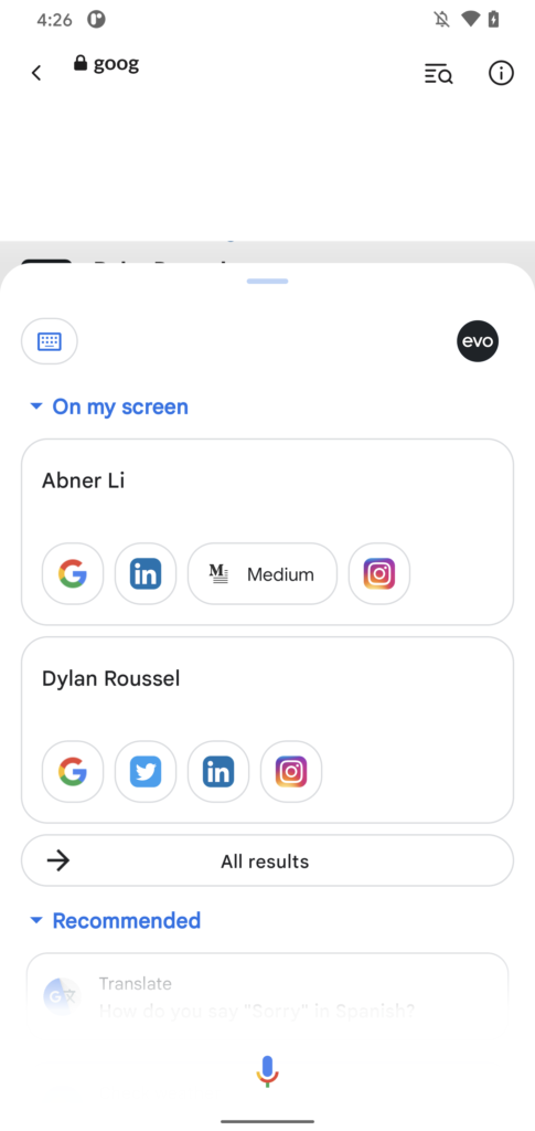 Google Assistant Dropdown