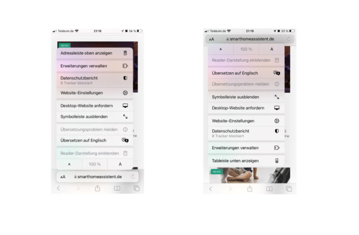 iOS 15 Safari Adressleiste oben anzeigen