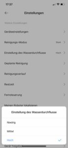 Die Auswahl der Wischleistung