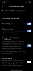 Die Standardeinstellungen oben