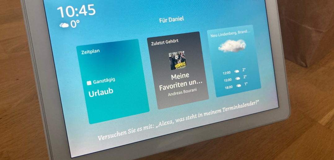 Echo Show 10 Widgets Kalender, Musik und Wetter