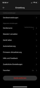 Weitere Einstellmöglichkeiten