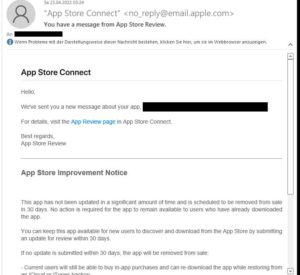 Apple App Store Improvement Notice