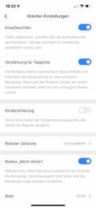 Die Roboter-Einstellungen