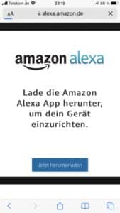 iPhone Alexa App Safari Hinweis