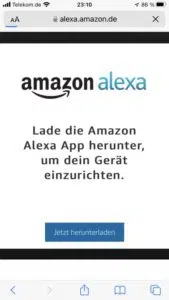 iPhone Alexa App Safari Hinweis