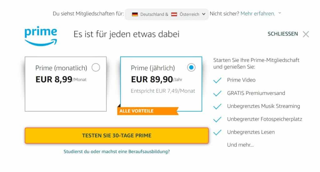 Amazon Prime Preiserhöhung