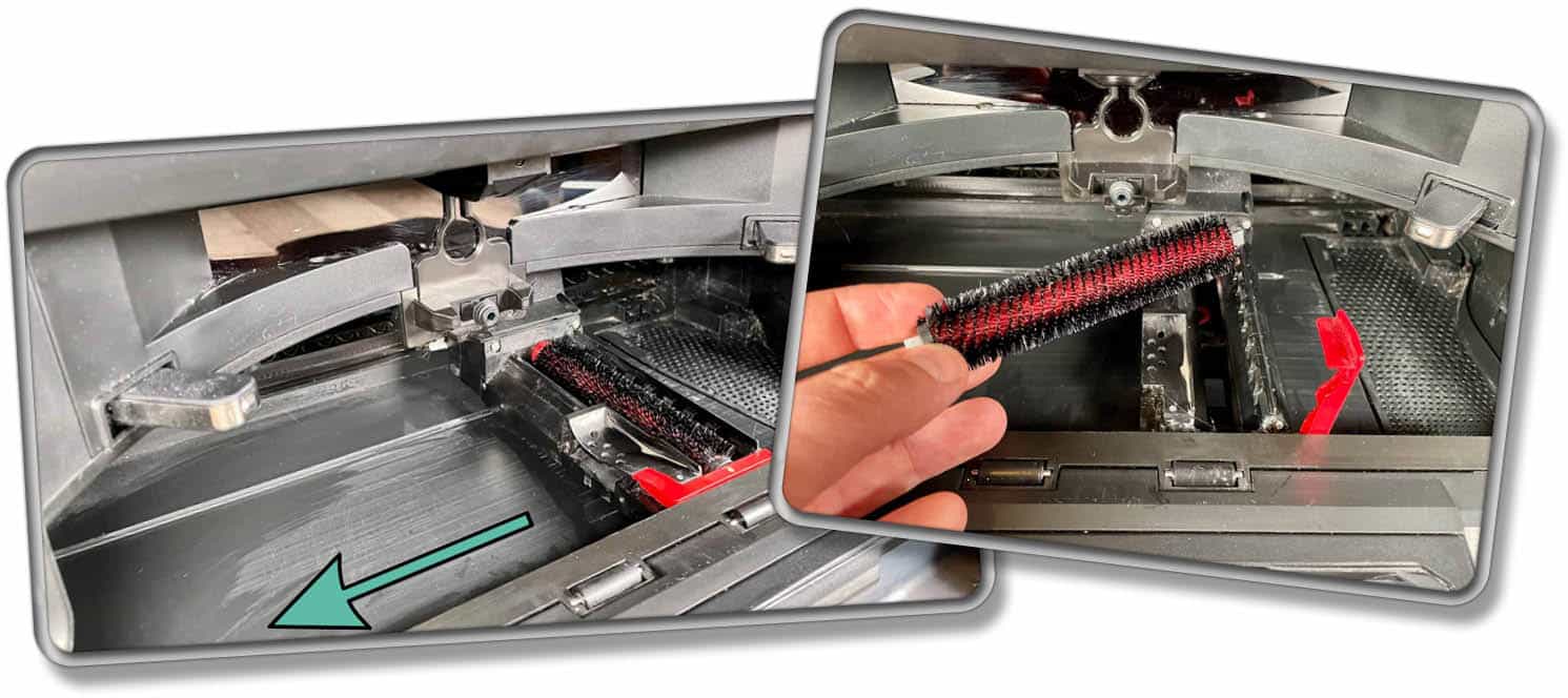 Die Reinigungsbürste des Empty Wash FIll Docks lässt sich für eine gründliche Reinigung entnehmen.