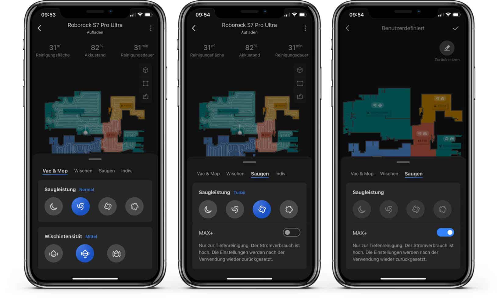 Roborock S7 Pro Ultra App - Reinigungseinstellungen