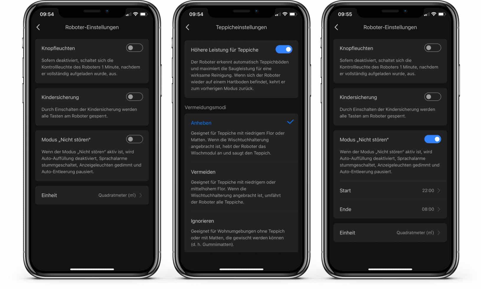Roborock S7 Pro Ultra App - Robotereinstellungen
