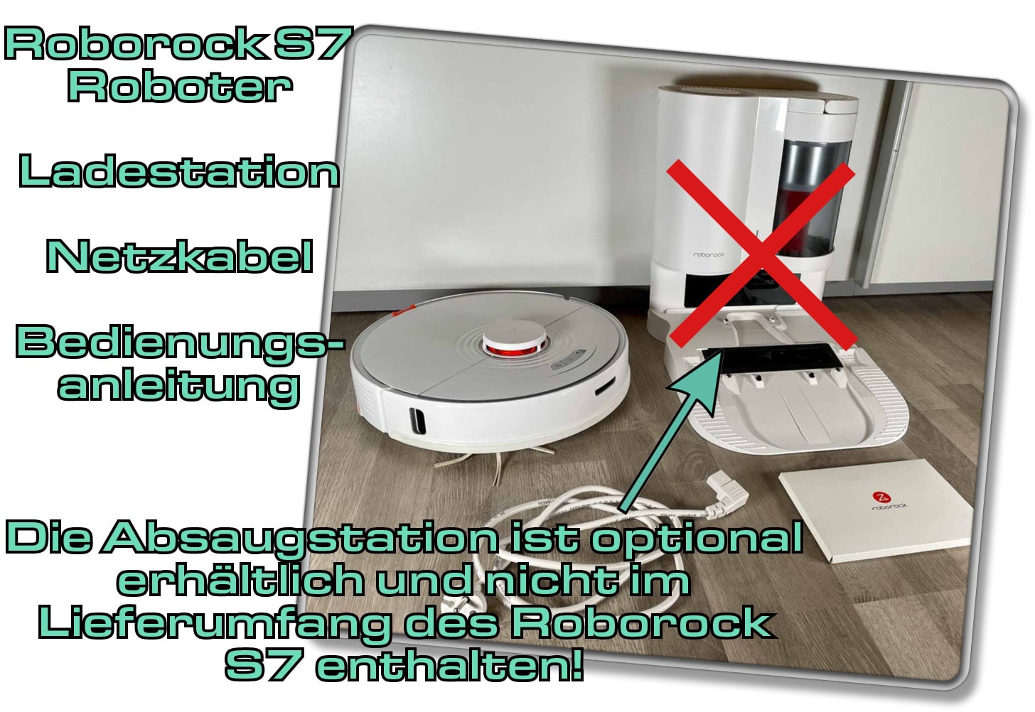 Der Lieferumfang des Roborock S7 ist relativ klein bemessen. 
