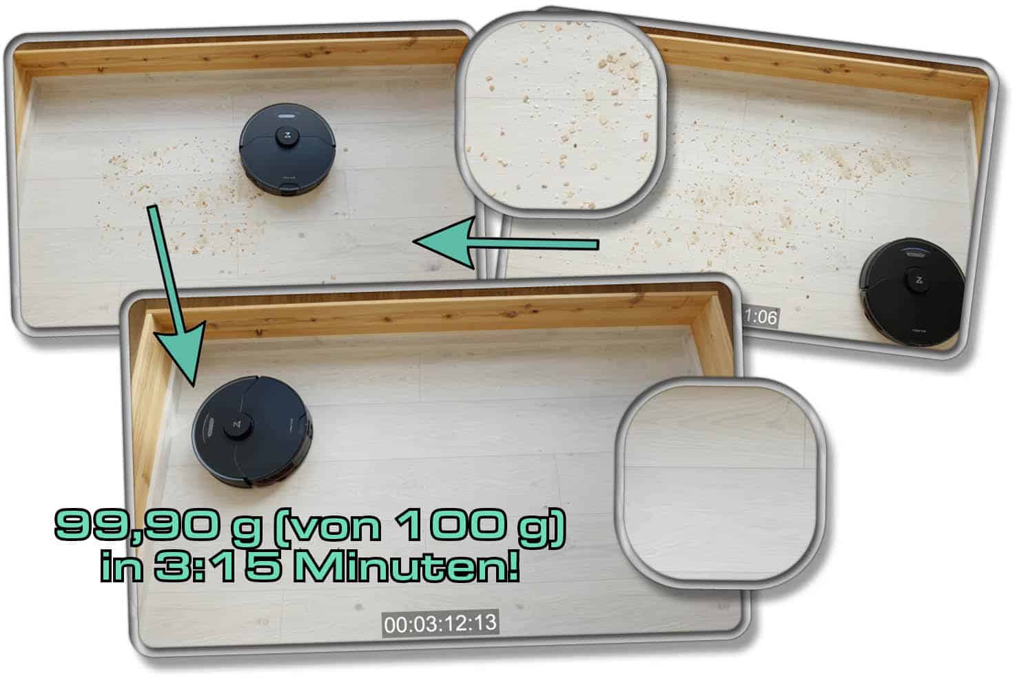 Der Roborock S7 MaxV Ultra hat ein Spitzenergebnis auf Hartboden erzielt.