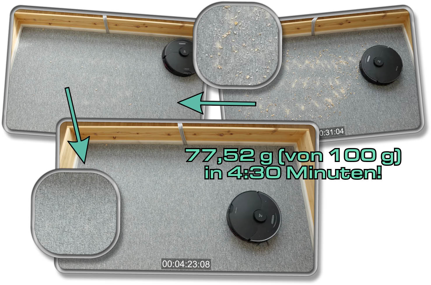 Mit seiner Saugleistung konnte er ebenso auf Teppichboden überzeugen. 