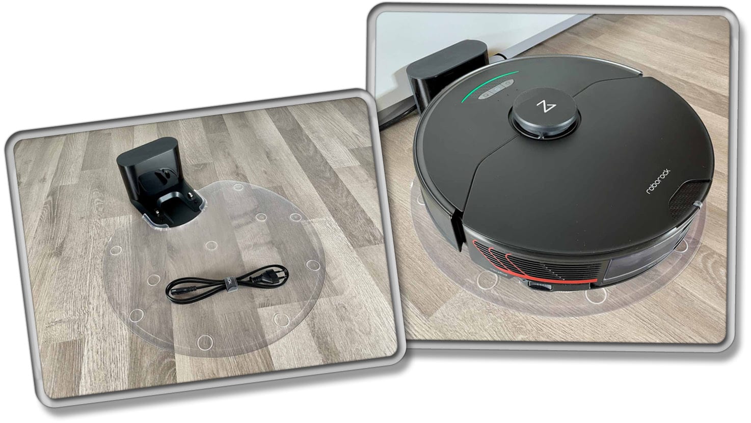 Der Roborock S7 MaxV besitzt eine Unterlegplatte, damit das nasse Wischtuch nach der Reinigung nicht auf dem Boden parkt