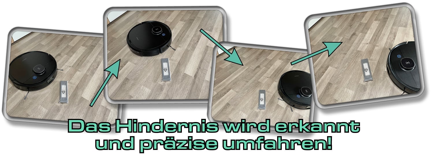 Hindernisse wie dieser Staubfilter, wurden vom ECOVACS DEEBOT OZMO T8 AIVI zuverlässig erkannt und umfahren