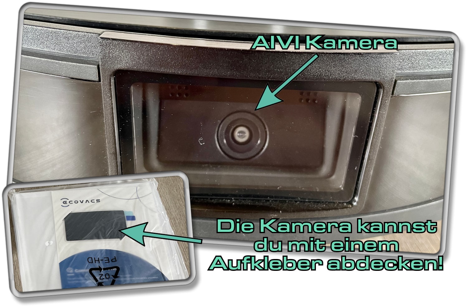 Auf der Front des ECOVACS DEEBOT OZMO T8 AIVI wurde die berühmte AIVI-Technologie verbaut