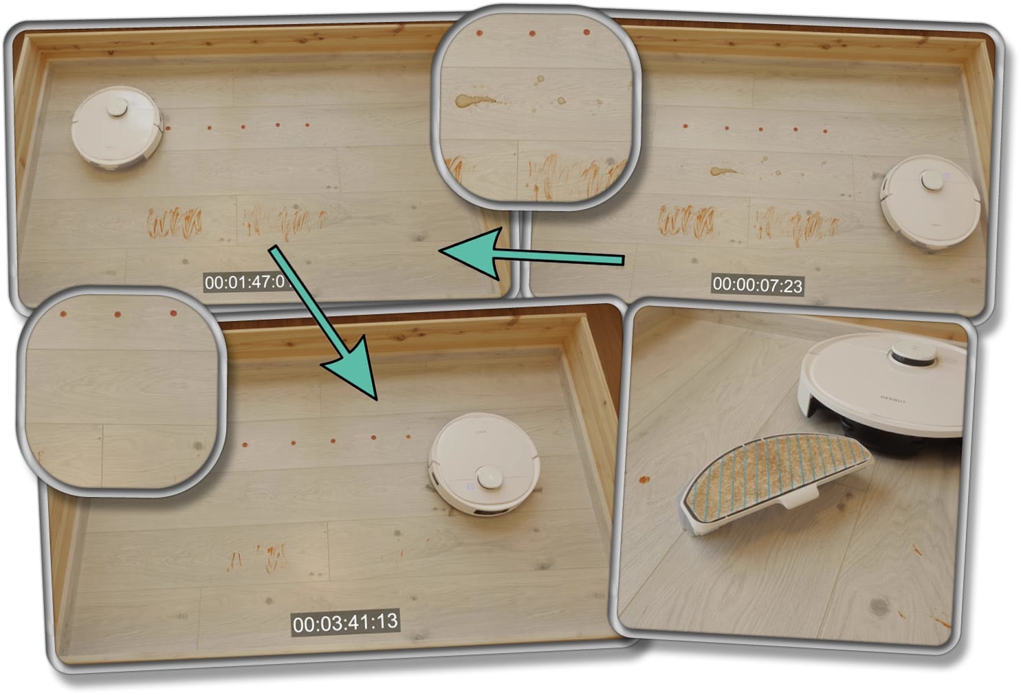 Hier zeigt sich, wie gut die Wischfunktion des ECOVACS DEEBOT T9 wirklich ist. 