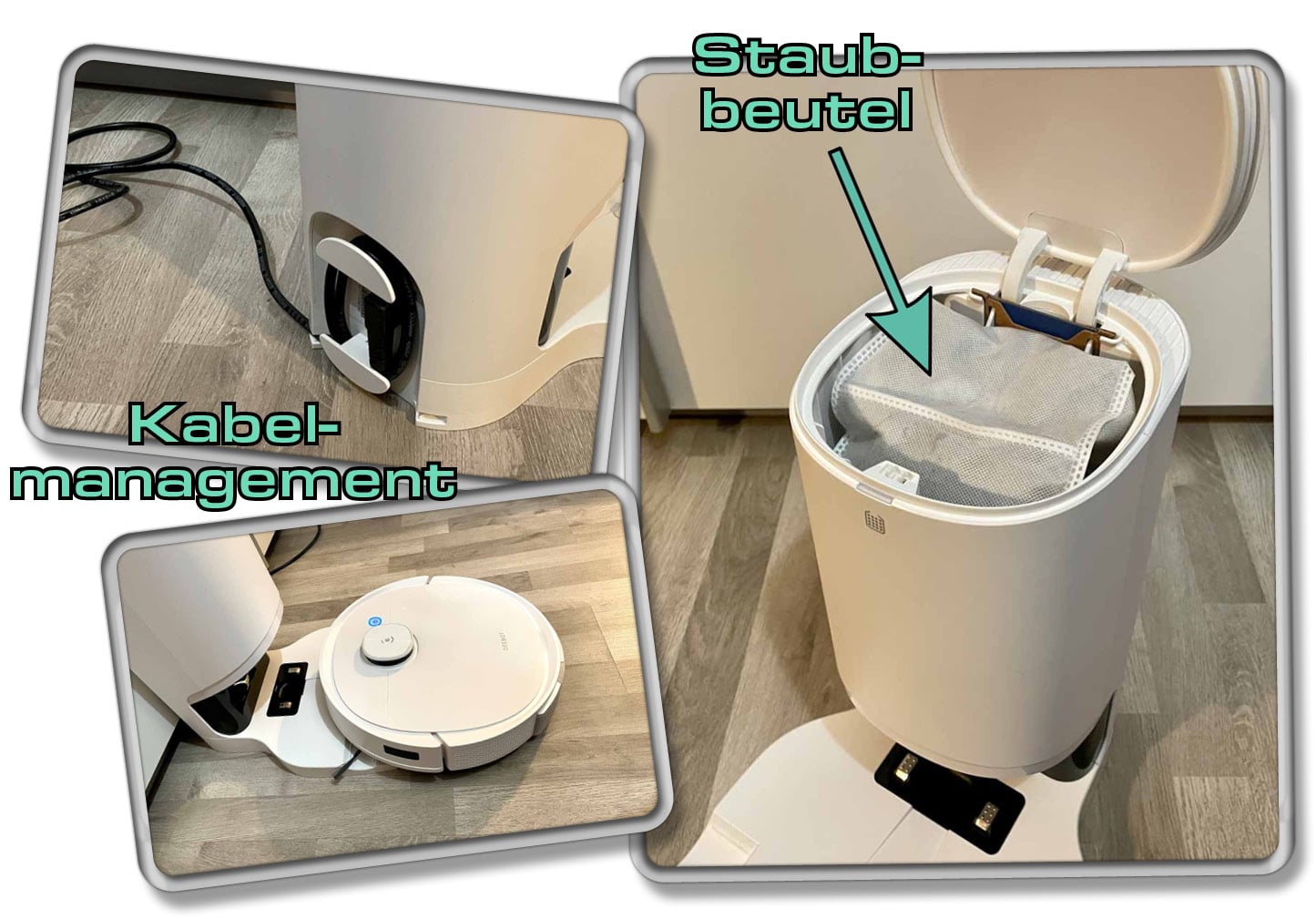 Der Staubbeutel verschließt sich selbst, nach Entnahme