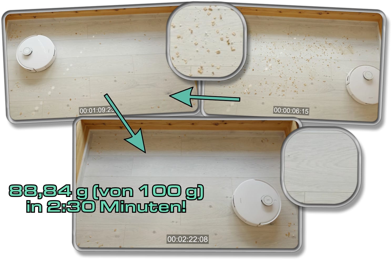 Hartboden | Die gemessene Saugleistung auf Laminat