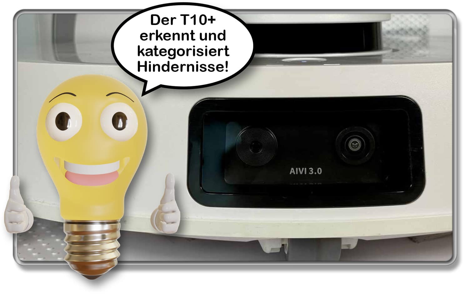 Die Obstacle Avoidance des ECOVACS DEEBOT T10 besteht aus einer Kamera mit AIVI-Technologie