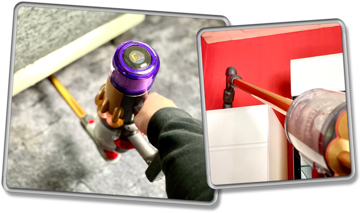 Beide Knickgelenke helfen erheblich in der Reinigungsaufgabe