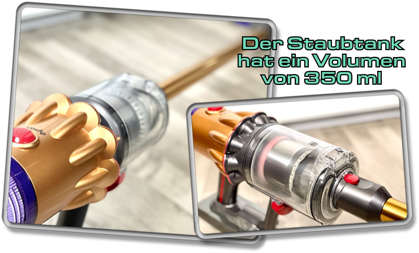 Der Staubtank des Dyson V12 Detect Slim Absolute+ ist sehr klein geraten. 