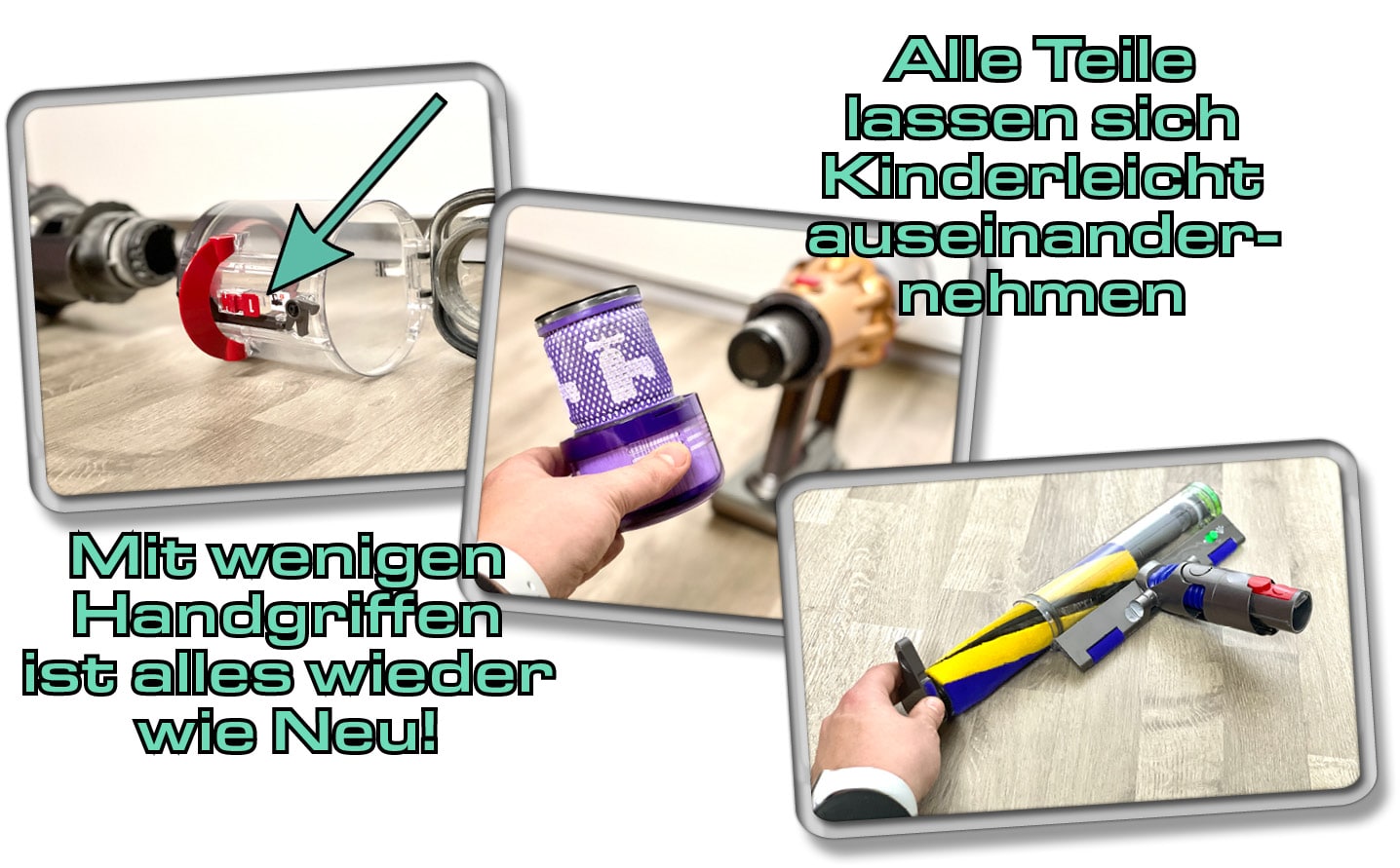 Die Wartung des Dyson V12 Detect Slim Absolute+ ist einfach konzipiert worden. 