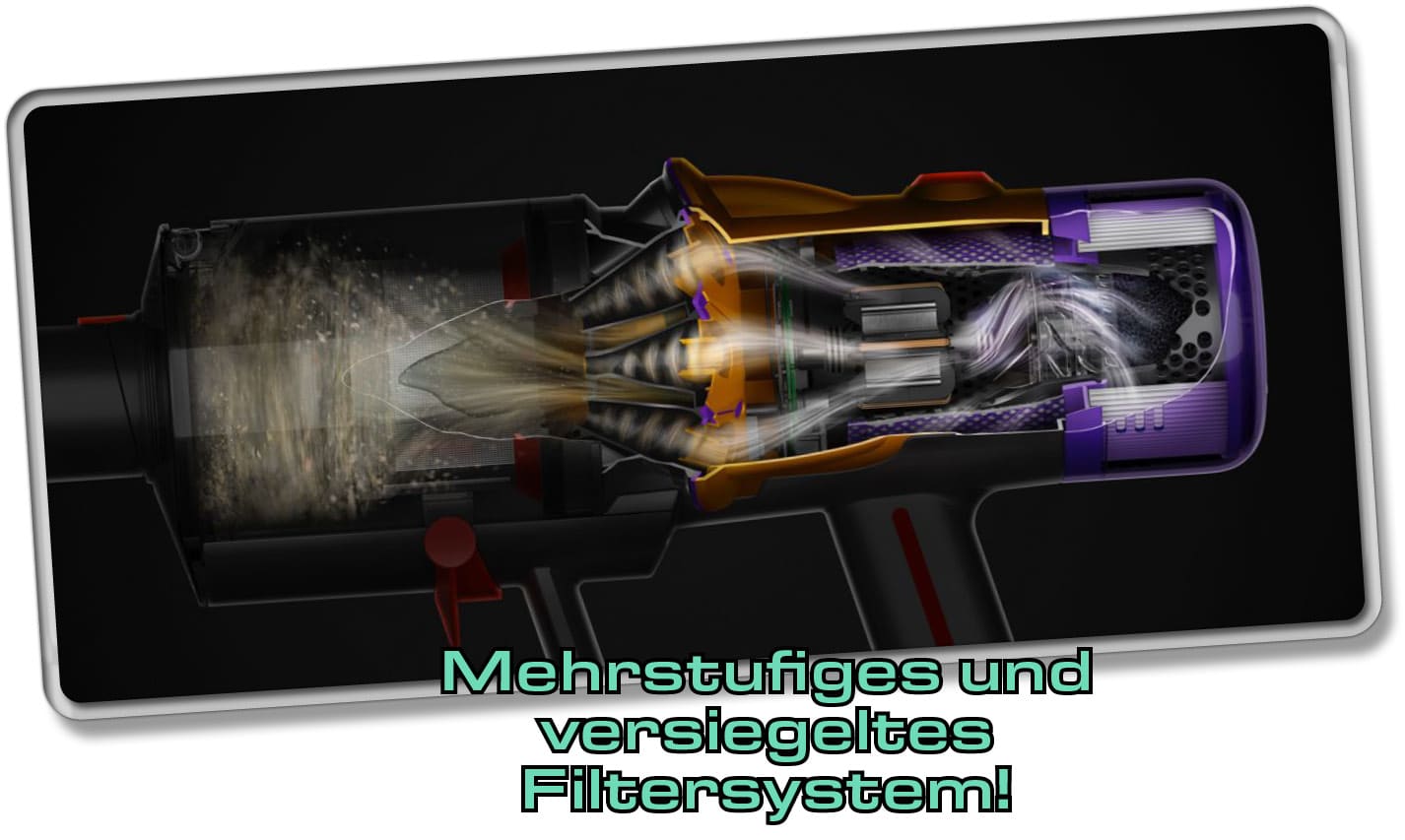 Das Filtersystem des Dyson V12 Detect Slim Absolute+ soll laut Hersteller stark sein.