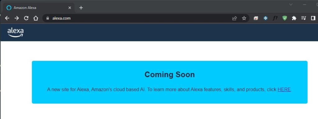 Alexa.com zeigt einen Hinweis zu neuer Alexa Webseite
